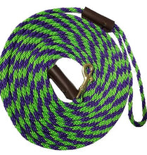 Load image into Gallery viewer, 1/4 Solid Braid (Round) Long Line / Check Cord Black/Teal Spiral