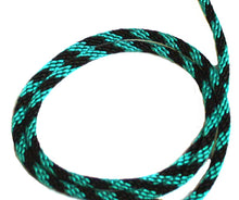 Load image into Gallery viewer, 1/4 Solid Braid (Round) Long Line / Check Cord Black/Teal Spiral