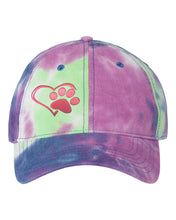 Load image into Gallery viewer, Heart/Paw Embroidered Colorful Tie-Dye Caps Purple Passion