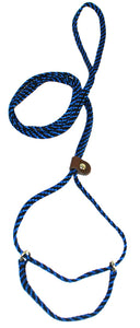 1/4" Flat Braid Martingale Style Lead Black/Blue Spiral