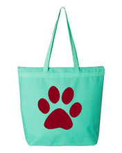Load image into Gallery viewer, Paw Print- Aqua Embroidered Canvas Tote