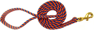 5/8" Flat Braid Snap Lead Blue/Orange Spiral