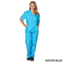 Load image into Gallery viewer, Water Blue- Natural Uniforms Unisex Solid V-Neck Scrub Set