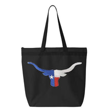Load image into Gallery viewer, Patriotic Longhorn Embroidery Canvas Tote