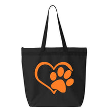 Load image into Gallery viewer, Heart Paw- Black Embroidered Canvas Tote