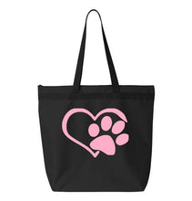 Load image into Gallery viewer, Heart Paw- Black Embroidered Canvas Tote
