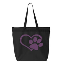 Load image into Gallery viewer, Heart Paw- Black Embroidered Canvas Tote