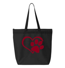 Load image into Gallery viewer, Heart Paw- Black Embroidered Canvas Tote
