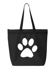 Load image into Gallery viewer, Paw Print- Black Embroidered Canvas Tote