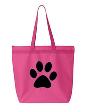 Load image into Gallery viewer, Paw Print- Pink Embroidered Canvas Tote