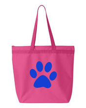 Load image into Gallery viewer, Paw Print- Pink Embroidered Canvas Tote