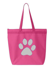 Load image into Gallery viewer, Paw Print- Pink Embroidered Canvas Tote