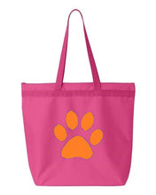 Load image into Gallery viewer, Paw Print- Pink Embroidered Canvas Tote