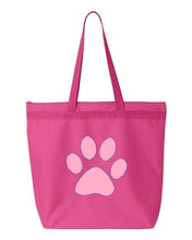 Load image into Gallery viewer, Paw Print- Pink Embroidered Canvas Tote