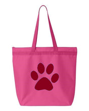 Load image into Gallery viewer, Paw Print- Pink Embroidered Canvas Tote