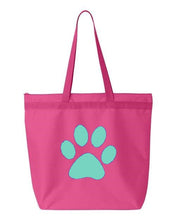 Load image into Gallery viewer, Paw Print- Pink Embroidered Canvas Tote