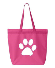 Load image into Gallery viewer, Paw Print- Pink Embroidered Canvas Tote