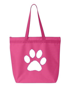 Paw Print- Pink Embroidered Canvas Tote