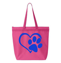 Load image into Gallery viewer, Heart Paw- Pink Embroidered Canvas Tote