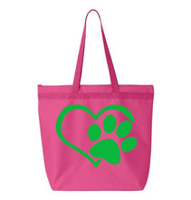 Load image into Gallery viewer, Heart Paw- Pink Embroidered Canvas Tote
