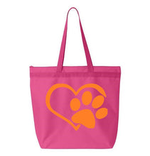 Load image into Gallery viewer, Heart Paw- Pink Embroidered Canvas Tote