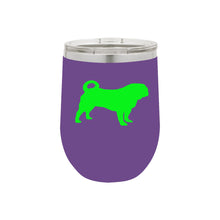 Load image into Gallery viewer, Pug 12 oz Vacuum Insulated Stemless Wine Glass