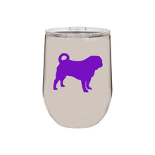 Load image into Gallery viewer, Pug 12 oz Vacuum Insulated Stemless Wine Glass