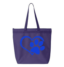 Load image into Gallery viewer, Heart Paw- Purple Embroidered Canvas Tote