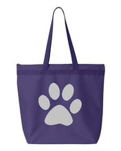 Load image into Gallery viewer, Paw Print- Purple Embroidered Canvas Tote