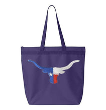 Load image into Gallery viewer, Patriotic Longhorn Embroidery Canvas Tote