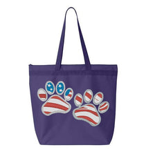 Load image into Gallery viewer, Patriotic Paws Embroidery Canvas Tote