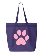 Load image into Gallery viewer, Paw Print- Purple Embroidered Canvas Tote