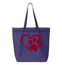 Load image into Gallery viewer, Heart Paw- Purple Embroidered Canvas Tote