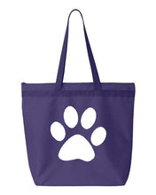 Load image into Gallery viewer, Paw Print- Purple Embroidered Canvas Tote