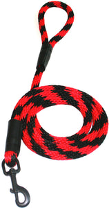 Black Ops Collection 1/2" Solid Braid Snap Lead  Black/Red Spiral