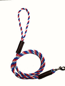 1/4" Solid Braid Round Snap Lead Red/White/Blue
