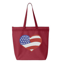 Load image into Gallery viewer, Patriotic Heart Embroidery Canvas Tote