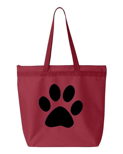 Paw Print- Red Embroidered Canvas Tote