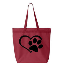 Load image into Gallery viewer, Heart Paw- Red Embroidered Canvas Tote