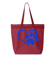 Load image into Gallery viewer, Heart Paw- Red Embroidered Canvas Tote