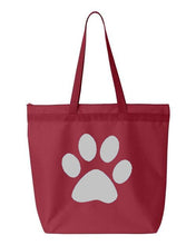 Load image into Gallery viewer, Paw Print- Red Embroidered Canvas Tote