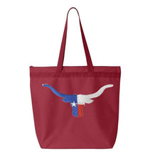 Load image into Gallery viewer, Patriotic Longhorn Embroidery Canvas Tote