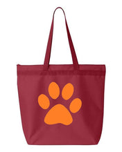Load image into Gallery viewer, Paw Print- Red Embroidered Canvas Tote