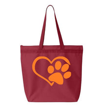 Load image into Gallery viewer, Heart Paw- Red Embroidered Canvas Tote