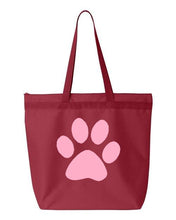 Load image into Gallery viewer, Paw Print- Red Embroidered Canvas Tote