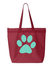 Load image into Gallery viewer, Paw Print- Red Embroidered Canvas Tote