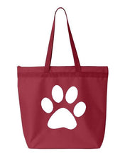 Load image into Gallery viewer, Paw Print- Red Embroidered Canvas Tote