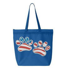 Load image into Gallery viewer, Patriotic Paws Embroidery Canvas Tote