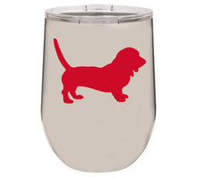 Load image into Gallery viewer, Bassett Hound 12 oz Vacuum Insulated Stemless Wine Glass