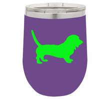 Load image into Gallery viewer, Bassett Hound 12 oz Vacuum Insulated Stemless Wine Glass